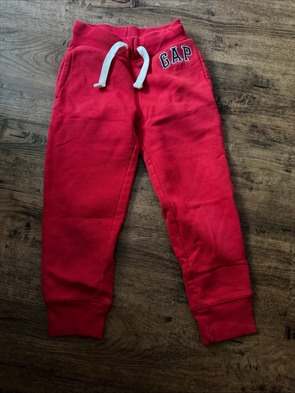 GAP Red Kids Fleece Joggers with White Drawstring